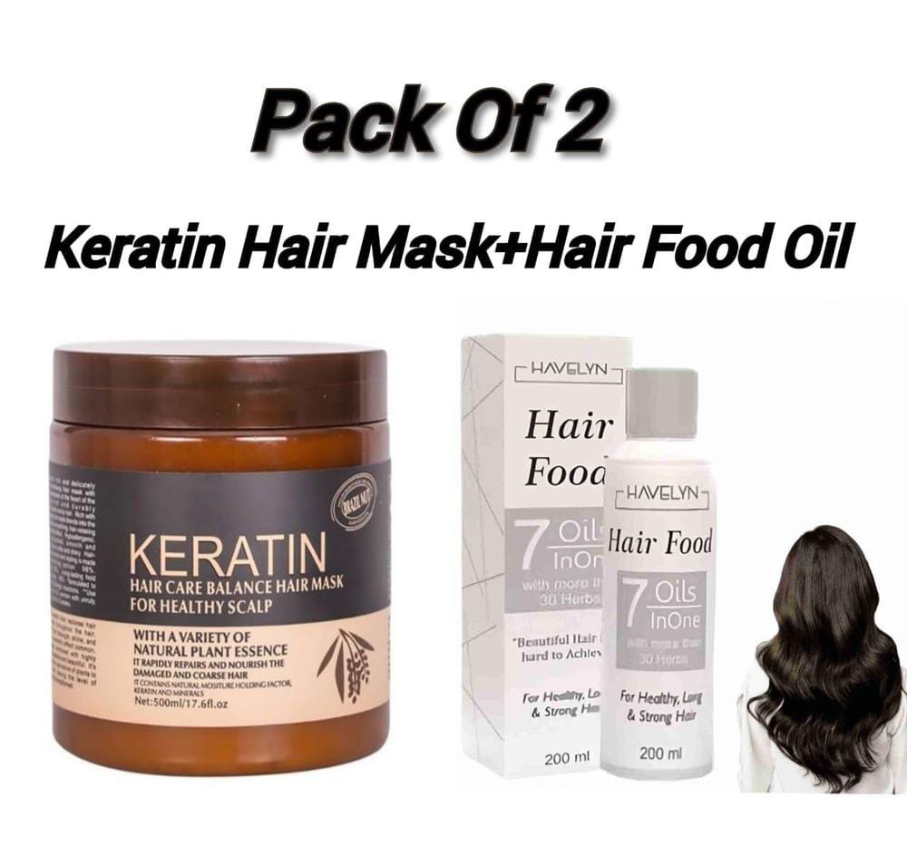 Buy 1 Get 1 Free Keratin Hair Mask+Hair Food Oil, Pack Of 2 Items (Original)