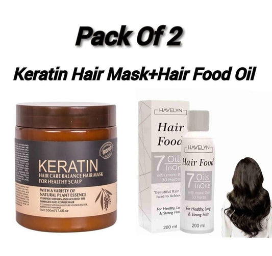 Buy 1 Get 1 Free Keratin Hair Mask+Hair Food Oil, Pack Of 2 Items (Original)