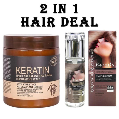 Buy 1 Get 1 Free Keratin Hair Mask +SERUM OIL (Pack Of 2)