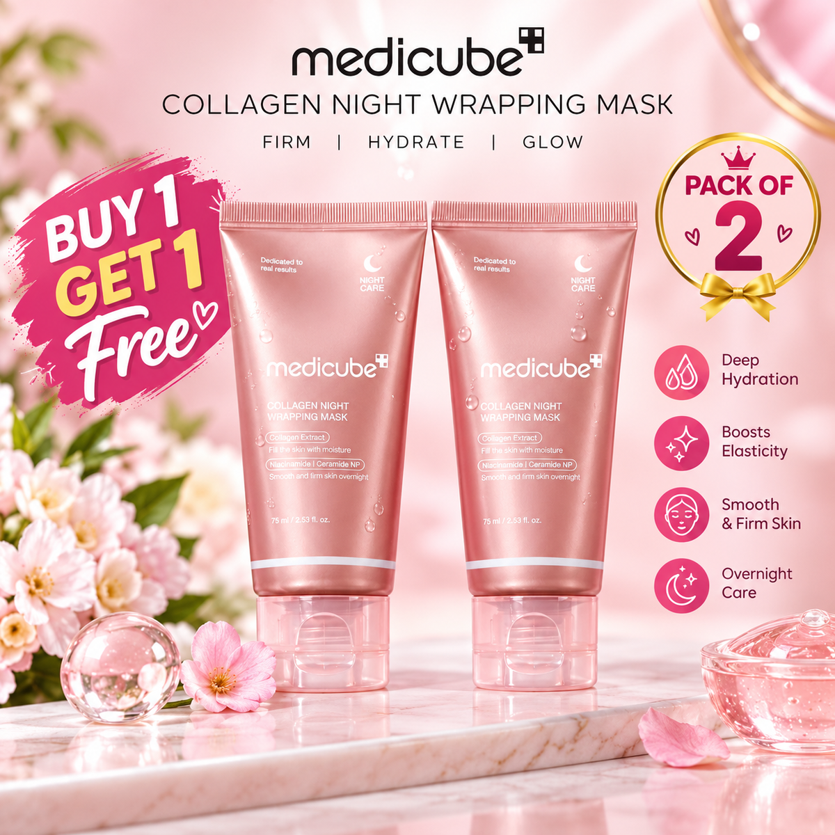 BUY 1GET 1 FREE Medicube Collagen Night  Mask