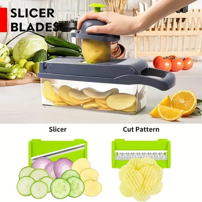 16-in-1 Multi-Functional Vegetable Chopper, Dicer & Slicer with Storage Container