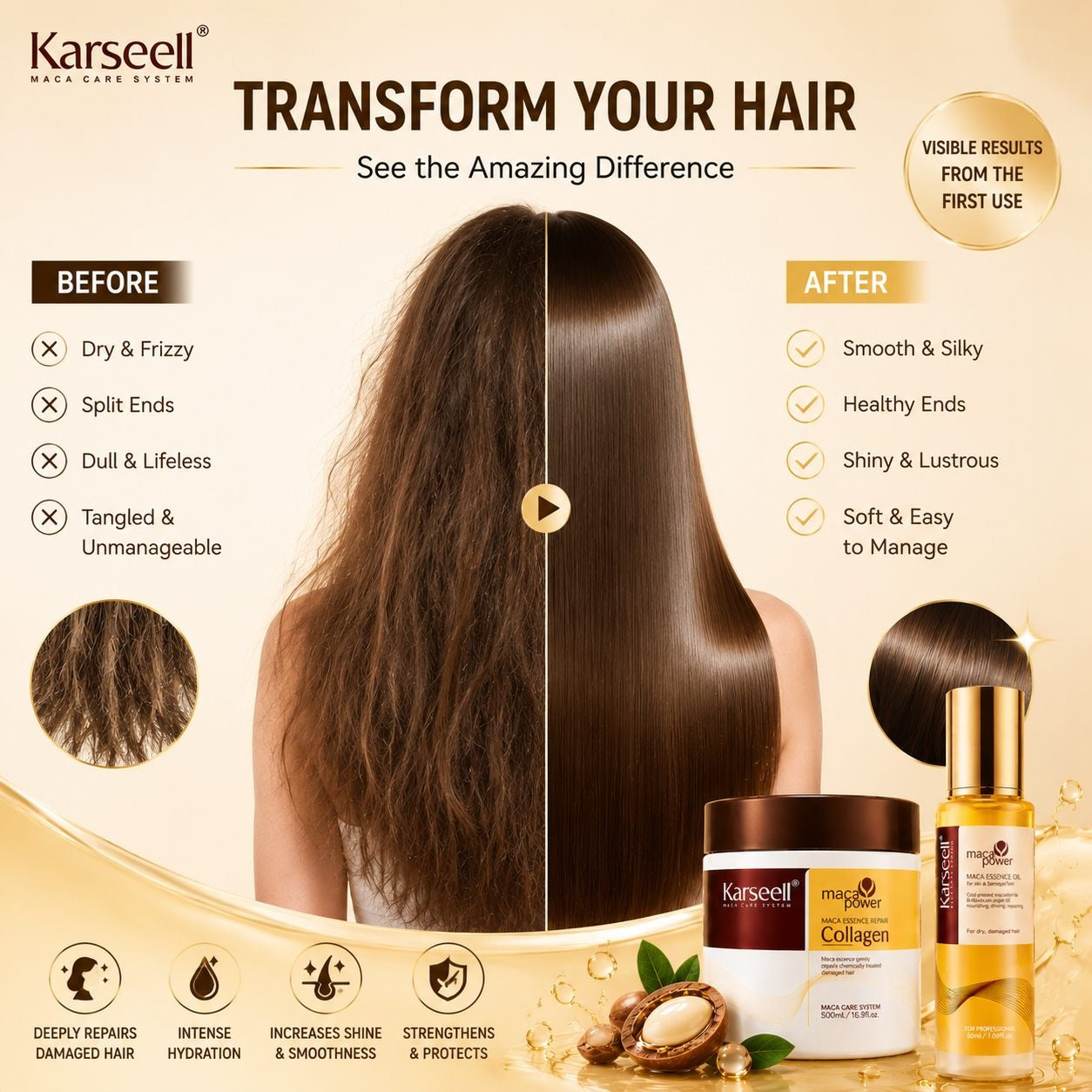 Buy 1 Get 1 Free Karseell Collagen Hair Mask +GET FREE Hair SERUM